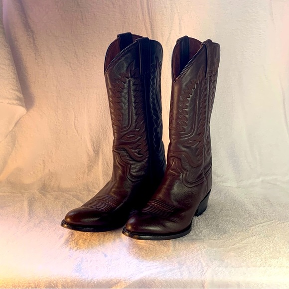 Other - Vintage Hand made Leather Cowboy Boots Chocolate Brown size 7 mens